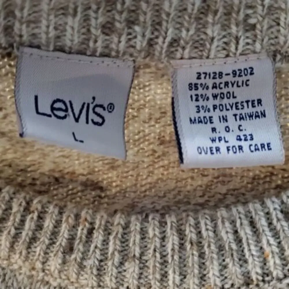 Vintage Levi's Beige Argyle Preppy Sweater Men's Large Winter‎ Wear
